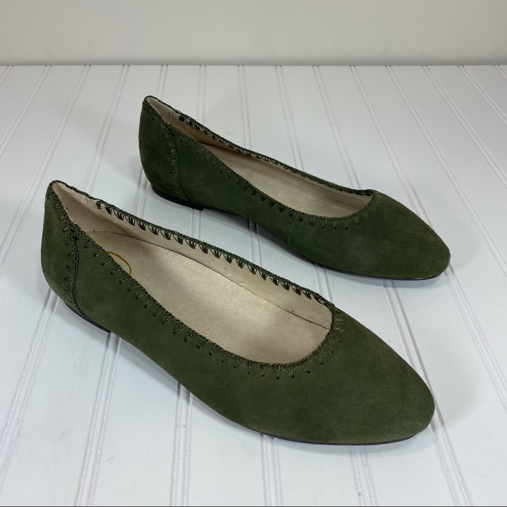 Jack Rogers Elli  green suede flats
